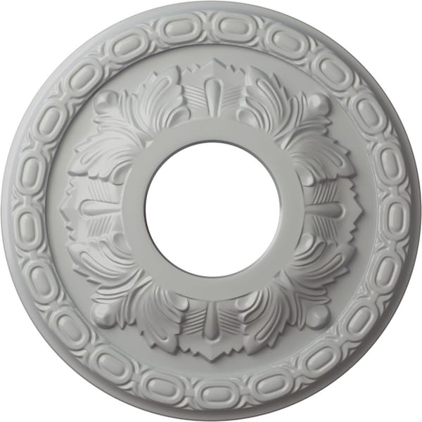 Ekena Millwork Leaf Ceiling Medallion (Fits Canopies up to 4 3/4"), 11 3/8"OD x 3 5/8"ID x 1 1/8"P, Frost CM11LFFRF - main